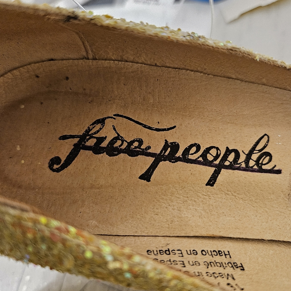 Free People Glitter Ankle-Strap Block Heel in Yellow Gold - Picture 11 of 16